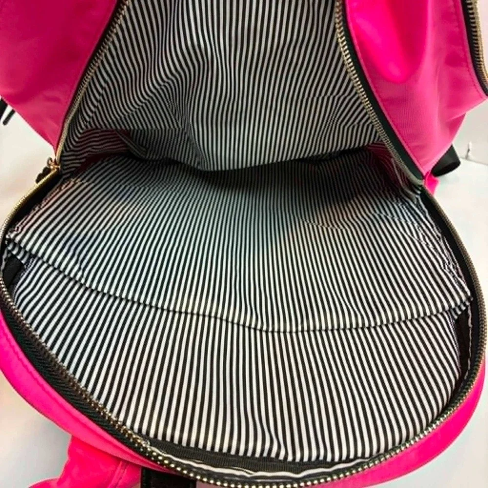 No Boundaries Nylon Backpack Womens Large Neon Pink Striped Lining Multi-Pocket